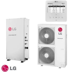 Toplotna pumpa LG Therma V High Temperature, unutrašnja jedinica, spoljašnja jedinica i upravljač